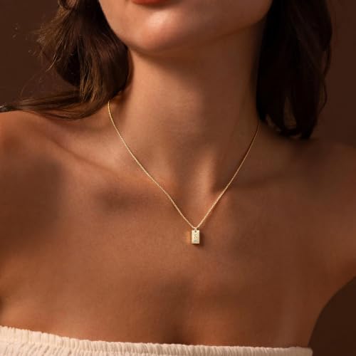 Initial Necklace for Women, Dainty 14K Letter Gold Necklace Choker Name Necklaces Simple custom Initial Necklaces for women Personalized gold Jewelry Gift - color: S