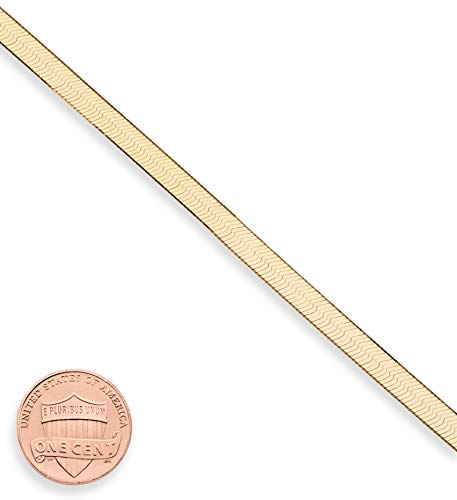 Miabella Italian 925 Sterling Silver, 18K Gold Plated Herringbone Bracelet | 4.5mm Flat Snake Chain, Fine Jewelry For Women, Made in Italy - color: yellow-gold-plated-silver, size: 7.5 Inch