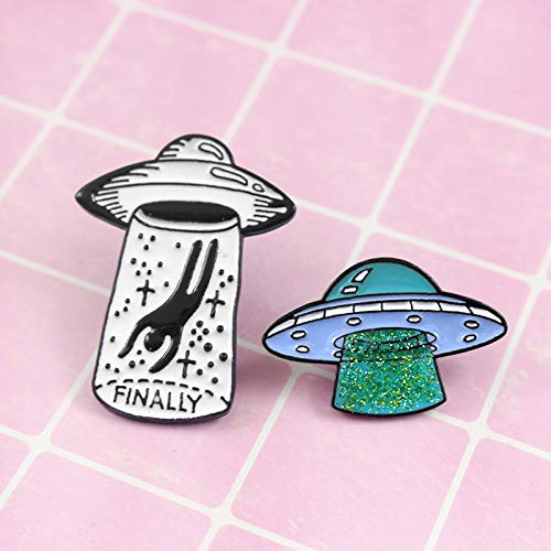 Premium Handmade Enamel Lapel Pin Brooch Badge - color: [UFO] Finally Took Me, size: 1 Pin