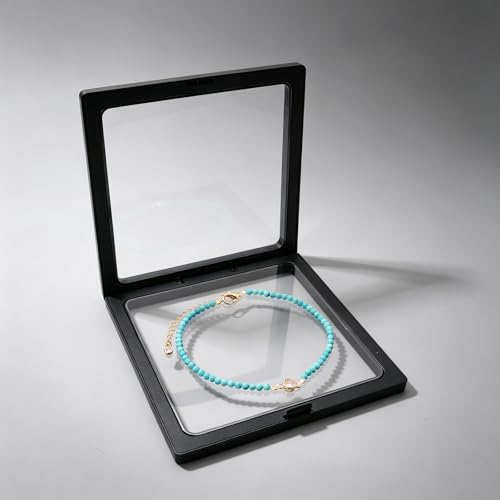 Raicegs Anklets for Women Handmade Beach Boho Ankle Bracelet 3mm Natural Stone Beaded Ankle Bracelet 14K Gold Plated Zircon Pendant Adjustable Crystal Gemstone Anklet Jewelry Gift for Her - color: Turquoise