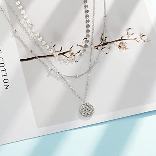 MONGAS Boho Layered Necklace Sterling Silver Triple 3 Stacked Vertical Bar Triangle Long Layering Necklaces Christmas Jewelry Gifts for Women - style: Boho