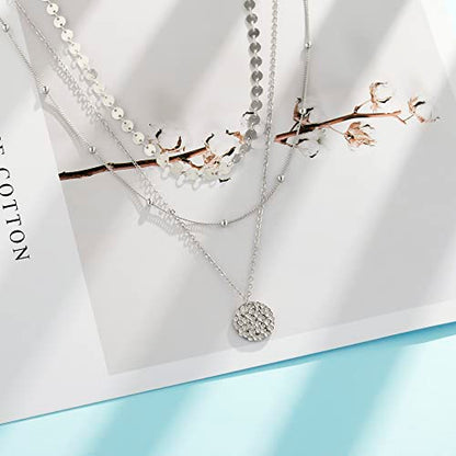 MONGAS Boho Layered Necklace Sterling Silver Triple 3 Stacked Vertical Bar Triangle Long Layering Necklaces Christmas Jewelry Gifts for Women - style: Boho