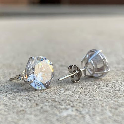 925 Sterling Silver Earrings, Cubic Zirconia Stud Earrings, Diamond Stud Earrings for Women - color: Silver-3mm,4mm,5mm,6mm,7mm