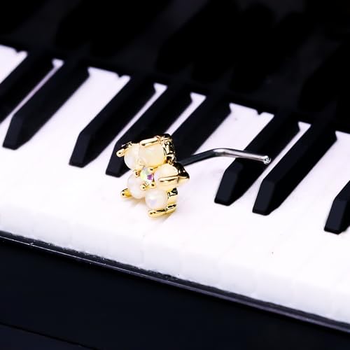 20G 3PCS Nose Ring Studs 316L Heart Nose Rings Nose Studs Butterfly and Flower Nose Stud Surgical Steel CZ L-Shaped Piercing Jewelry - color: Gold