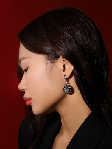 Christmas Halloween Red Heart Shaped Pattern Alloy Earrings, Gothic Antique Style Jewelry for Women - style: Earrings EARR.003