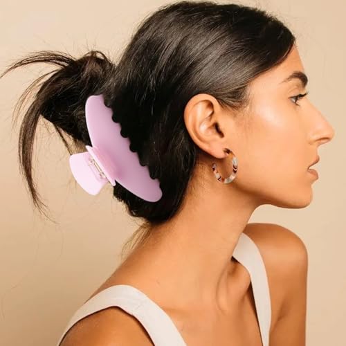 MAORULU Cute Claw Clip for Women – 4.3'' Large Acetate Hair Clips for Thick Thin Curly Long Hair, Durable Hair Clamps Non-slip Jaw Clip, Strong Hold, Stylish French Design (Jelly Pink) - color: Jelly Pink