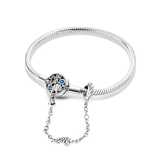 KUNSIR 925 Sterling Silver Snake Chain Bracelet with Safety Chain Charm Bracelets for Women Teen - style: KJB018