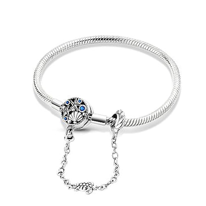KUNSIR 925 Sterling Silver Snake Chain Bracelet with Safety Chain Charm Bracelets for Women Teen - style: KJB018