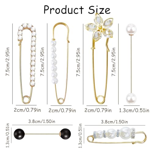 12 PCS Sweater Shawl Clips Retro Sweater Shawl Clips Faux Crystal Pearl Brooch Pins for Women Girls Costume Accessory - color: Classic 3