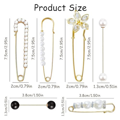 12 PCS Sweater Shawl Clips Retro Sweater Shawl Clips Faux Crystal Pearl Brooch Pins for Women Girls Costume Accessory - color: Classic 3