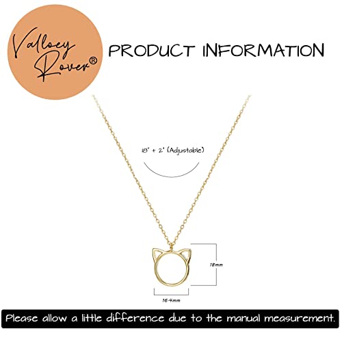 Valloey Rover Gold Necklaces for Women | Dainty 14K Gold/Sterling Silver Plated Cubic Zirconia Star Moon Pendant Necklaces Twist Rope Chain Simple Jewelry for Women - style: Gold-Cat