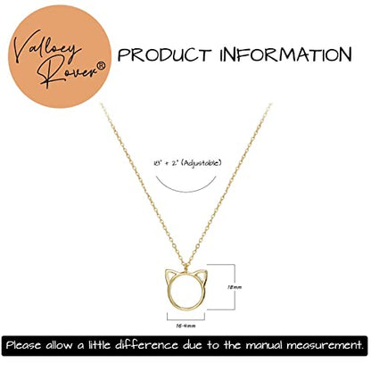 Valloey Rover Gold Necklaces for Women | Dainty 14K Gold/Sterling Silver Plated Cubic Zirconia Star Moon Pendant Necklaces Twist Rope Chain Simple Jewelry for Women - style: Gold-Cat