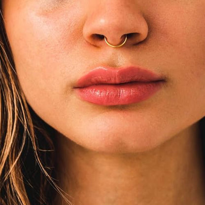 14G 16G 18G Surgical Steel Nose Septum Rings Hoops - Stainless Steel Segment Nose Rings Hoop Helix Cartilage Clicker Daith Tragus Sleeper Hoop Earrings for Women Men 6mm 8mm 10mm 12mm - color: Gold Plated 3PCS, size: 16g 10mm