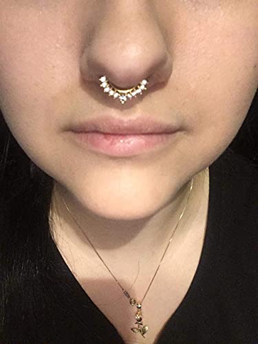 Fake Nose Ring Hoop Double Fake Septum Rings Fake Nose Piercing Clip on Earring Hoops Faux Nose Rings Lip Ring - color: style -D3 -rose gold