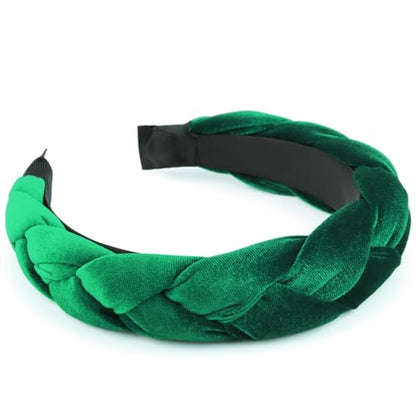 DRESHOW Braided Headbands for Women Velvet Hair Hoop Elastic Criss Cross Hair Bands Accessories - color: 01 Pc Velvet Braided: Emerald Green