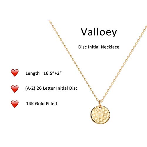 Valloey Rover Initial Necklaces for Women 14K Gold Plated Dainty Letter Necklce Round Coin Disc Pendant Double Side Engraved A-Z Necklace Personalized Jewelry Gift for Women - color: P