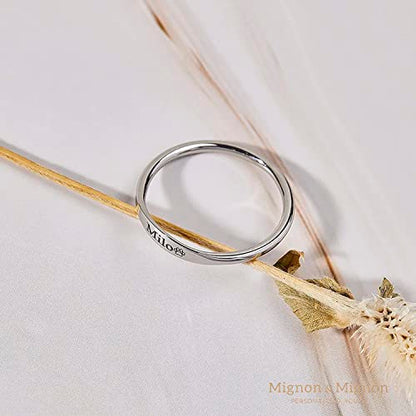 MignonandMignon Personalized Name Ring Custom Handmade Mother's Day Gifts Jewelry Best Gift For Her Anniversary Name Jewelry Mom Gift Engraved Elegant Rings - RF1