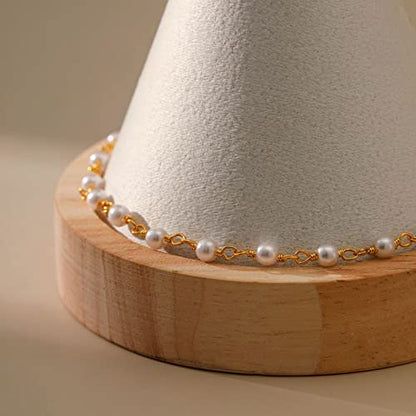 Dainty Gold Bracelets for Women, 18 Gold Plated Adjustable Evil Eye/Butterfly/Beaded/Pearl/Heart/Turquoise Handmade Bracelet for Women - style: Pearl Link