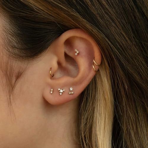 Small Gold Hoop Earrings, Lightweight 14K Gold Plated Huggie Hoop Earrings for Cartilage Helix Tragus, Hypoallergenic Earrings for Women Men, Tiny Thin Hoops Surgical Steel Endless Hoops Earrings 6-10 mm - color: 16g-6mm