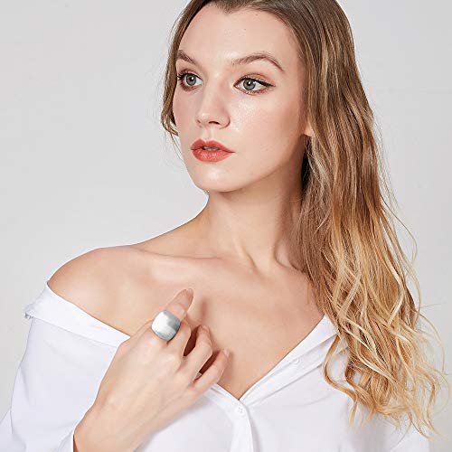 Gold and Silver Rings for Women, Chunky Signet Statement Rings Gold Plated Band Ring Wide Metal Square Rings Cocktail Costume Jewelry - color: A-Square Silver
