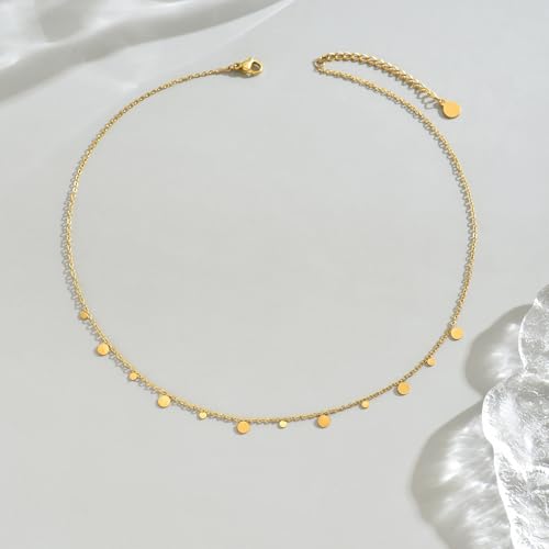 Dainty Gold Waterproof Choker Necklaces for Women Daily Wearing - color: Small Disc-GD