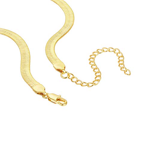 PAVOI Chain Necklace for Women, 14K Gold Plated Adjustable Layering Chain - style: Snake-L