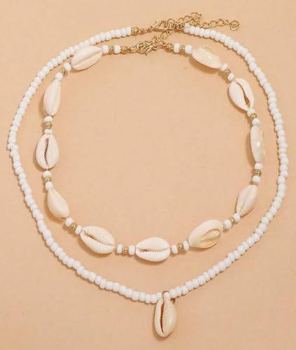 Nackiy Shell Necklace for Women, Handmade Summer Beach Jewelry Gift | Natural Sea Shell Necklace, Adjustable Collar Fit, Coastal Beach Style, Shell Starfish Charms, Lightweight Summer Jewelry - color: Gold-Plated 1