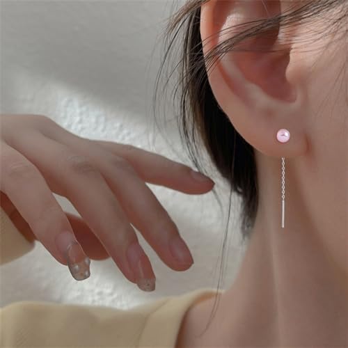 925 Sterling Silver Dangle Earrings with Charms Heart, Water drop, Moon, Star Long Drop Earring for Women Jewelry Gifts Hypoallergenic - color: pearl grey
