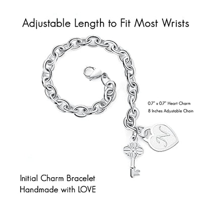 TONY & SANDY Initial Charm Bracelets for Girls Women Stainless Steel A-Z Bracelet Personalized Gifts Birthday Graduation Easter Basket Stocking Stuffers for Teens Girls Women Jewelry - style: N