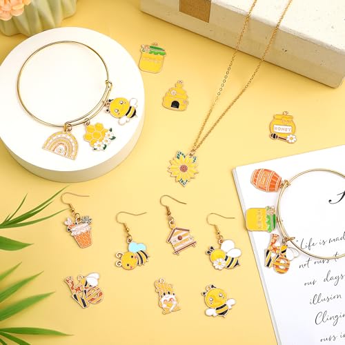 40Pcs/20 Pairs Bee Charms for Jewelry Making Gifts | Assorted Honeycomb Honeybee Charms, Bee Enamel Charms Pendants, Necklace Bracelet Keychains Making, DIY Crafts Supplies - style: Bee