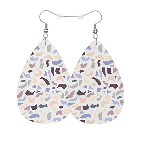 Marble Texture Leather Earrings For Women Abstract Purple Marble Stone Lightweight Water Drop Earrings Fashion Jewelry Teardrop Earrings For Friends - color: Marble Texture