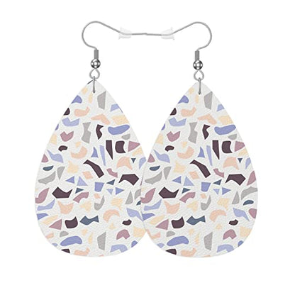 Marble Texture Leather Earrings For Women Abstract Purple Marble Stone Lightweight Water Drop Earrings Fashion Jewelry Teardrop Earrings For Friends - color: Marble Texture