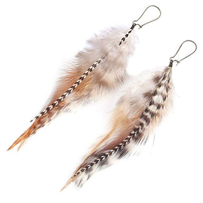 lureme Bohemian Multicolor Pheasant Feathers Dangle Earrings Handmade Natural Feather Earrings (er006314) - style: Style C