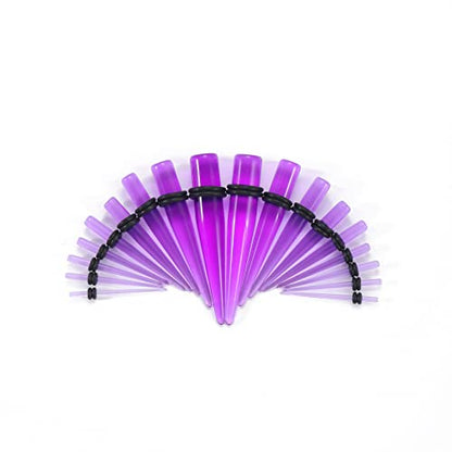 Ear Stretching Kit 54 Pieces 14Gauges-00Gauges Earrings Piercing Kit - color: grape purple
