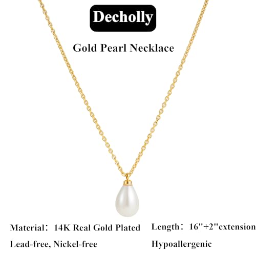 Gold Pearl Necklaces for Women Trendy, 14K Gold Plated Dainty Necklace Simple Layered Pearl Necklaces for Women Trendy Wedding Birthday Jewelry - color: One Pearl necklace