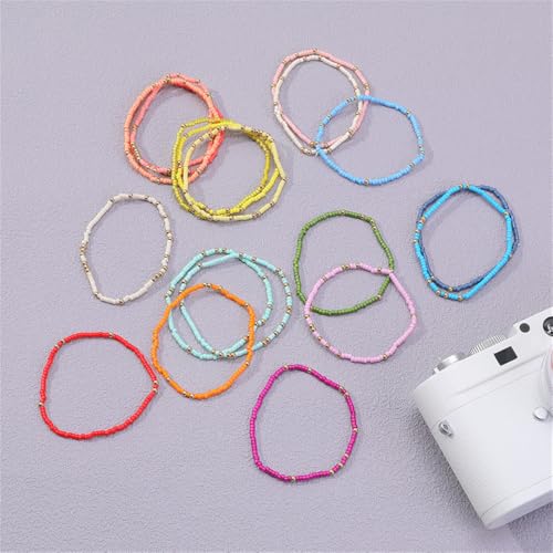 Boho Stackable Seed Beaded Bracelets for Women 18-20Pcs Colorful Handmade Multilayered Rice Bead Bracelet Set Summer Beach Bohemian Jewelry Gift - color: A-Multicolor
