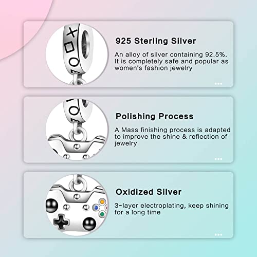Family Love Mother Daughter Grandma Charm 925 Sterling Silver fits Bracelets Necklace Pendant Bead Charms Jewelry Gift for Women Family Friends - color: Gamepad Charm