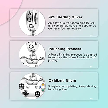 Family Love Mother Daughter Grandma Charm 925 Sterling Silver fits Bracelets Necklace Pendant Bead Charms Jewelry Gift for Women Family Friends - color: Gamepad Charm