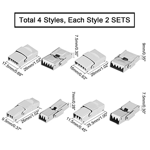 UNICRAFTALE 8 Sets 4 Sizes Clasps for Stainless Watch Band 304 Stainless Steel Watch Band Clasps Rectangle Watch Bands Buckle Clasp Buckle for Bracelet Watch Jewelry Making