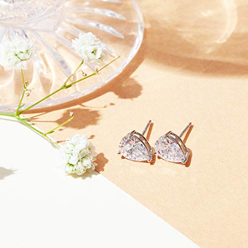 PAVOI 14K Gold Plated 925 Sterling Silver Cubic Zirconia Stud Earrings for Women - Simulated Diamond CZ Earrings - style: Pear 4x6mm
