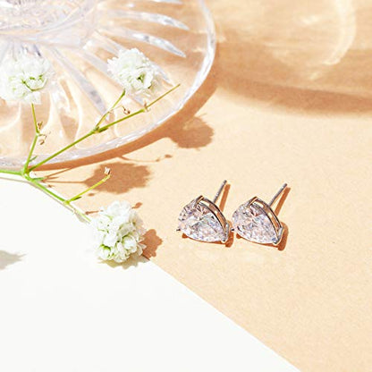 PAVOI 14K Gold Plated 925 Sterling Silver Cubic Zirconia Stud Earrings for Women - Simulated Diamond CZ Earrings - style: Pear 4x6mm