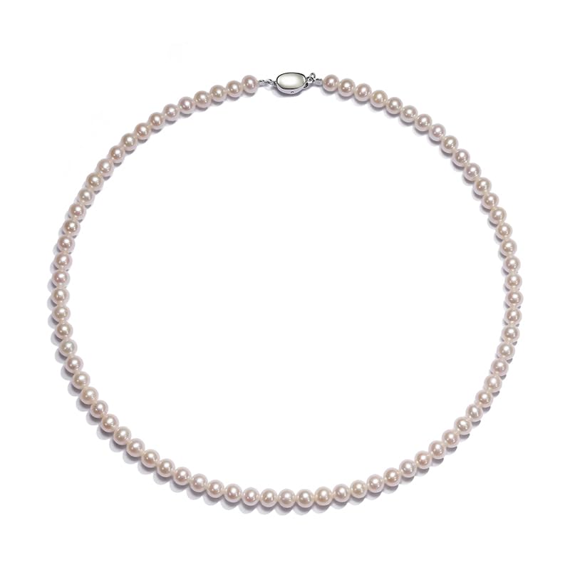 White Genuine Freshwater Cultured Pearl Necklace For Women And Men | Full Sizes from 3mm to 14mm Freshwater Pearls, AAA Grade & Above, A Love Gift Choice For Anniversaries And Birthdays - size: 5-6mm 16in