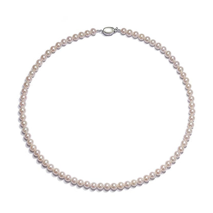 White Genuine Freshwater Cultured Pearl Necklace For Women And Men | Full Sizes from 3mm to 14mm Freshwater Pearls, AAA Grade & Above, A Love Gift Choice For Anniversaries And Birthdays - size: 5-6mm 18in