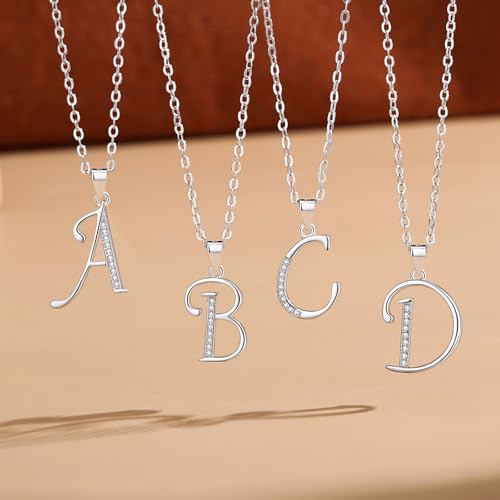 VIKI LYNN Dainty Initial Letter Pendant Necklace for Women | Cubic Zirconia Initial Jewelry, Personalized Letter Necklace, Dainty Women Jewelry, Birthday Gift Idea for Her, Mom and Wife - color: Silver, style: Silver-D