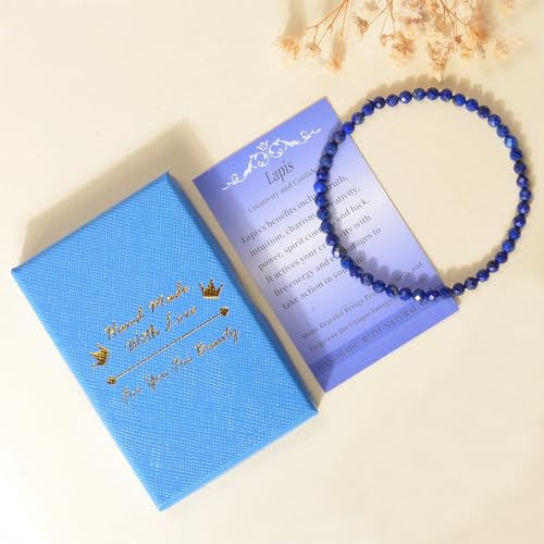 MASSIVE BEADS Natural Genuine Gemstone Beads Healing Crystal Chakra Reiki Jewelry Faceted Round Beads Bracelets 3mm - color: Lapis
