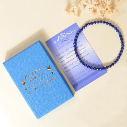 MASSIVE BEADS Natural Genuine Gemstone Beads Healing Crystal Chakra Reiki Jewelry Faceted Round Beads Bracelets 3mm - color: Lapis