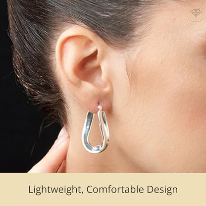 925 Sterling Silver Hypoallergenic Chunky Hoop Earrings for Women | Anti Tarnish Hoops in Various Styles by MAX + STONE - style: Wavy Hoops