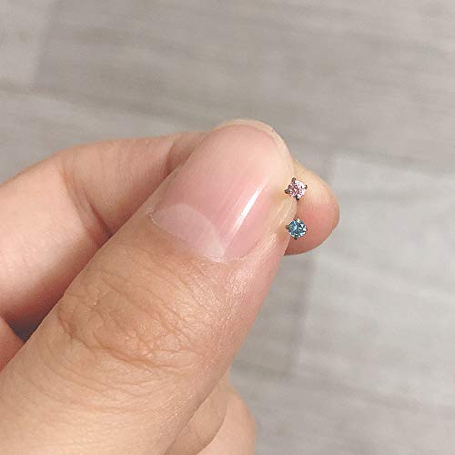 ZS 6-14PCS 20g Tiny Nose Stud Ring Piercing Surgical Steel Nose Bone/L Shaped/Nose Screws Rings Set - color: C:14pcs L Shaped Style(Mixed Color)