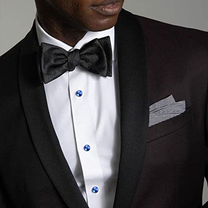 HAWSON Crystal Shirt Studs for Men's Tuxedo Shirt, Tuxedo Buttons for Birthday Wedding Party Christmas. - color: Royal blue