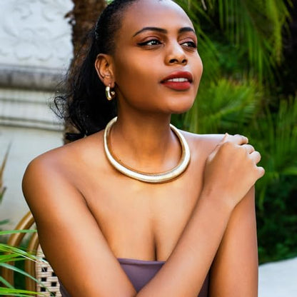 Chunky Gold Choker Necklace for Women, 14K Gold Plated Snake Chain Statement Necklace Triple Twsited Layered Choker Necklaces Jewelry Gifts - style: 1 LAYER/14K GOLD COLLAR
